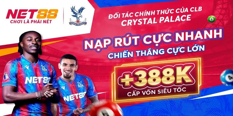 Crystal Palace công bố net88 là nhà tài trợ áo đấu